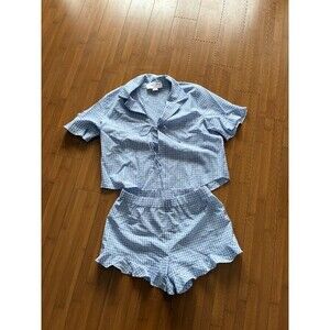 Birdy Grey Frankie Pajamas Periwinkle Blue Gingham Medium